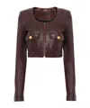 Chloé Bordeaux Cropped Jacket With U Neck In Leather Woman In Brown