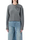Chloé Chloe Logo Embroidered Wool And Cashmere-blend Jumper In Gray