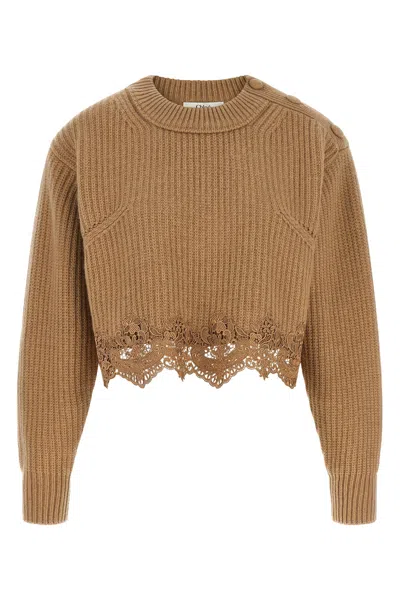 CHLOÉ CROPPED LACE SWEATER