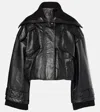 Chloé Ribbed Knit-trimmed Leather Bomber Jacket In Schwarz