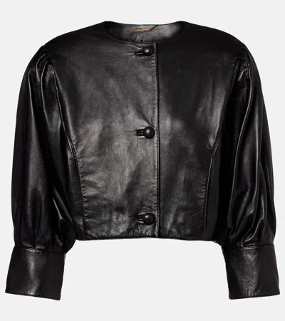 Chloé Cropped Leather Jacket In Black