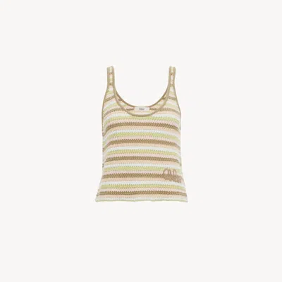 CHLOÉ DÉBARDEUR COURT EN CROCHET DE COTON FEMME VERT TAILLE L 100% COTON