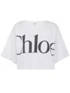 Chloé White Cropped T-shirt With Logo Lettering Print In Cotton Woman In White