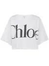Chloé White Cropped T-shirt With Logo Lettering Print In Cotton Woman In White