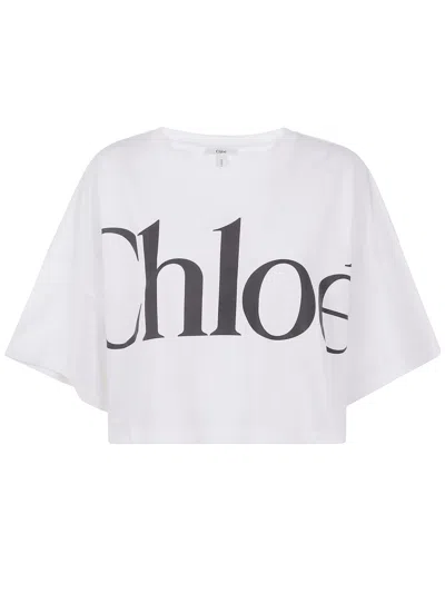 Chloé Cropped Oversized T-shirt In White