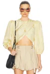 Chloé Draped Wrap-effect Cropped Silk-satin Blouse