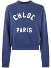Chloé Cropped Round Neck Sweatshirt In Blue