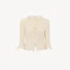 Chloé Cropped Ruffle Sweater In An Alpaca Wool & Silk Knit In Neutral