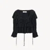 Chloé Top Court À Volants En Viscose Florale Femme Noir Taille 40 100% Viscose In Black