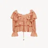 Chloé Top With Coral Colour Silk Bow In Red