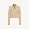 Chloé Cropped Saharienne Jacket In Cotton Drill Brown Size 6 100% Cotton, Horn Bubalus Bubalis, Farmed, Co In Brown