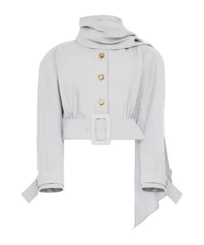 Chloé Cropped Scarf Jacket In Blue