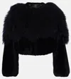 Chloé Blouson Court En Peau Lainée Femme Bleu Taille 38 100% Cuir D'agneau In Black
