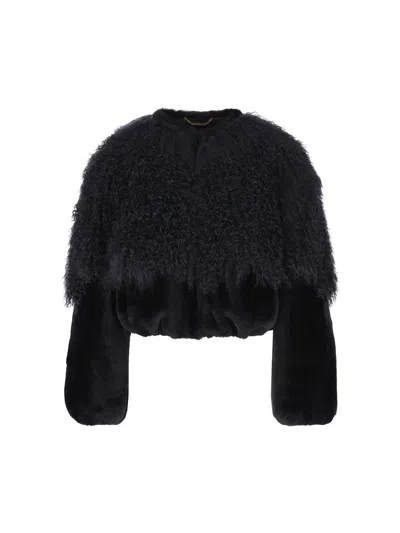 Chloé Cropped Shearling Jacket In Black