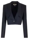 Chloé Tailored Wool Cropped Blazer In Blue