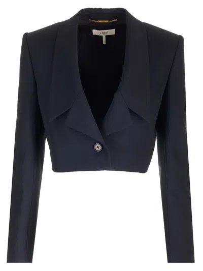 Chloé Cropped Spencer Blazer Jackets Blue