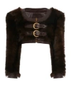 Chloé Cropped Leather-trimmed Shearling Jacket In Brown