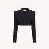 Chloé Cropped Spencer Jacket In Wool Grain De Poudre In Black