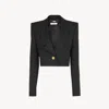 CHLOÉ VESTE SPENCER COURTE EN LAINE GRAIN DE POUDRE FEMME NOIR TAILLE 40 100% LAINE, HORN BUBALUS BUBALIS,