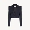 Chloé Veste Spencer Courte En Laine Graine De Poudre Femme Bleu Taille 38 100% Laine, Horn Bubalus Bubalis In Blue