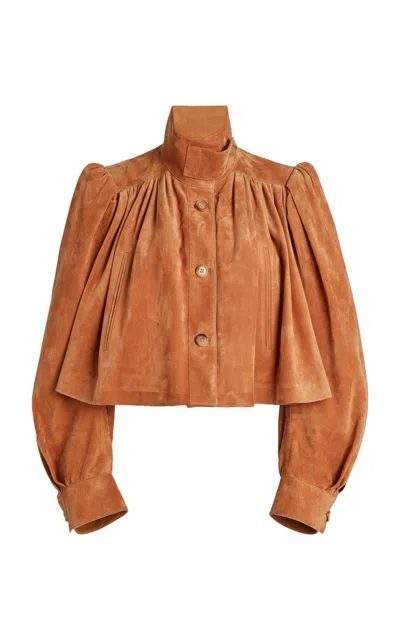 Chloé Cropped Suede Jacket In Orange