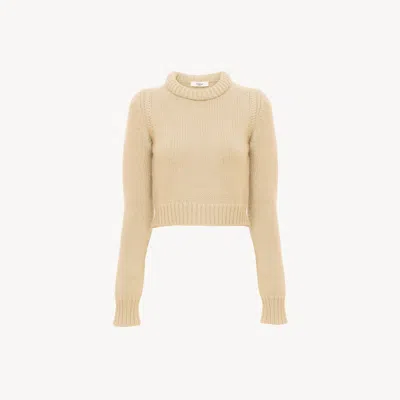 Chloé Cropped Sweater In Cashmere Blend Pink Size Xs 50% Cotton, 50% Cashmere