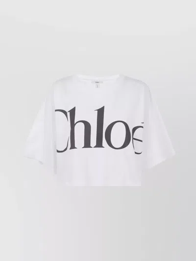 Chloé Cropped T-shirt Short Sleeves In White