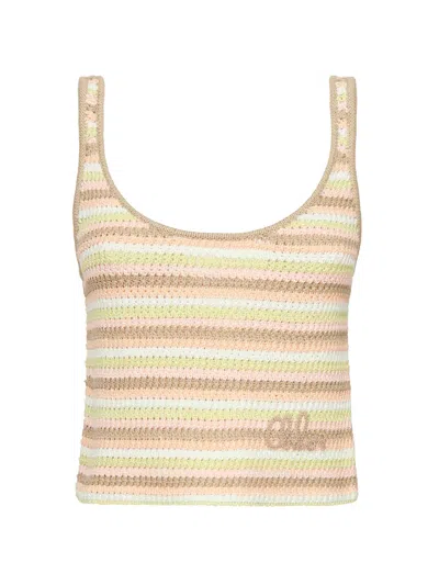 Chloé Cropped Tank Top With Embroidered Logo