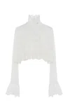Chloé Cropped Tiered Lace Top In White