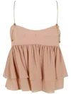 Chloé Tiered Ruffle Organic Silk Georgette Babydoll Top In Brown