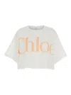 Chloé Cropped Printed Cotton-jersey T-shirt In White