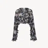 Chloé Floral Print Silk Georgette Cropped Top In Black