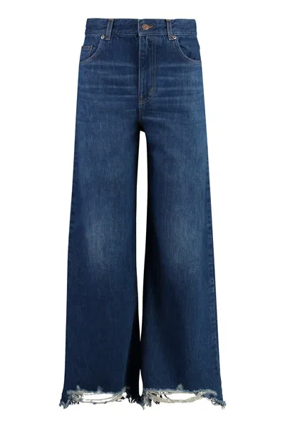 Chloé Cropped Wide-leg Jeans In Blue