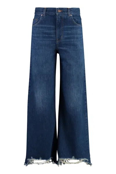 Chloé Cropped Wide-leg Denim Jeans In Blue