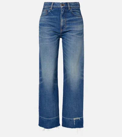 Chloé Cropped Wide-leg Jeans In Blue