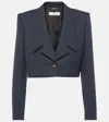 Chloé Tailored Wool Cropped Blazer In Blue