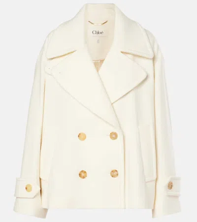 Chloé Wool-blend Double-breasted Coat In White