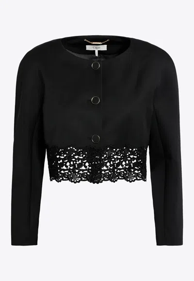 Chloé Cropped Wool Jacket In Black