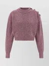 Chloé Cropped Mock-neck Sweater In A Merino Wool Knit In Multi