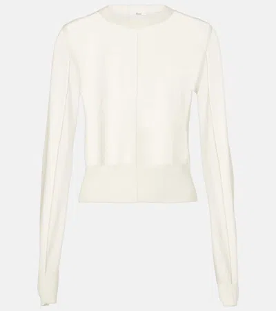 Chloé Cropped Wool Jumper In Weiss
