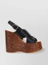 Chloé Maxime Leather Slingback Platform Wedge Sandals