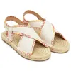 Chloé Kids Off-white Blanket Stitch Sandals In Nude