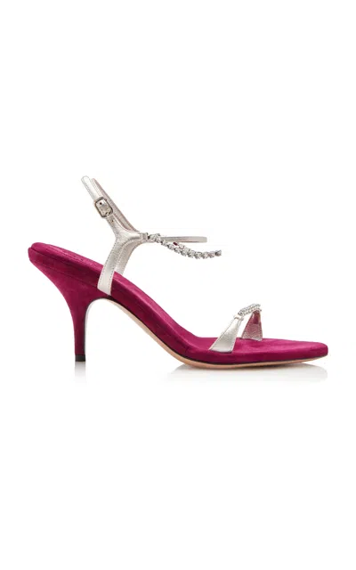 Chloé Crystal-embellished Leather Sandals In Pink