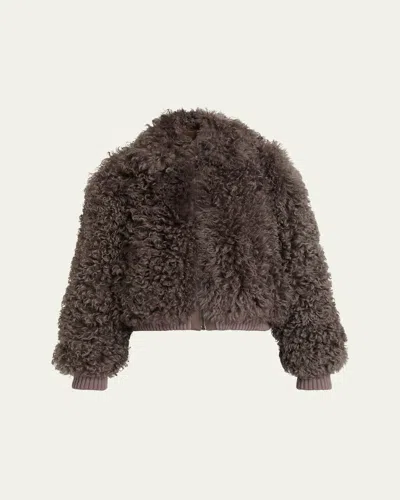 Chloé Shearling Jacket In Deep Taupe