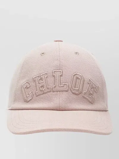 Chloé Curved Brim Denim Baseball Hat In Pink