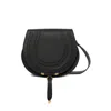 Chloé Curved Design Black Calf Leather Marcie Saddle Bag In Black