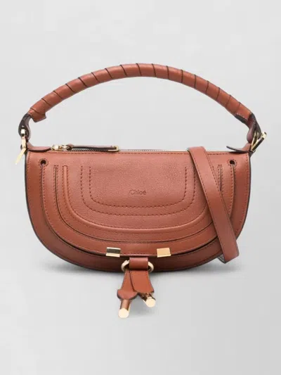 Chloé Curved Shoulder Bag Gold Tone Hardware In Brown