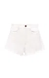 Chloé Casual Denim Shorts Featuring Frayed Hem In White