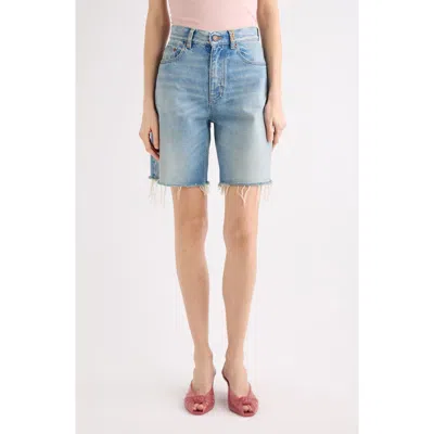 Chloé Cutoff High Waist Denim Shorts In Blue