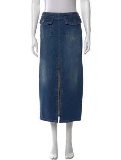 Pre-owned Chloé Cutout Accent Midi Length Skirt In Blue
